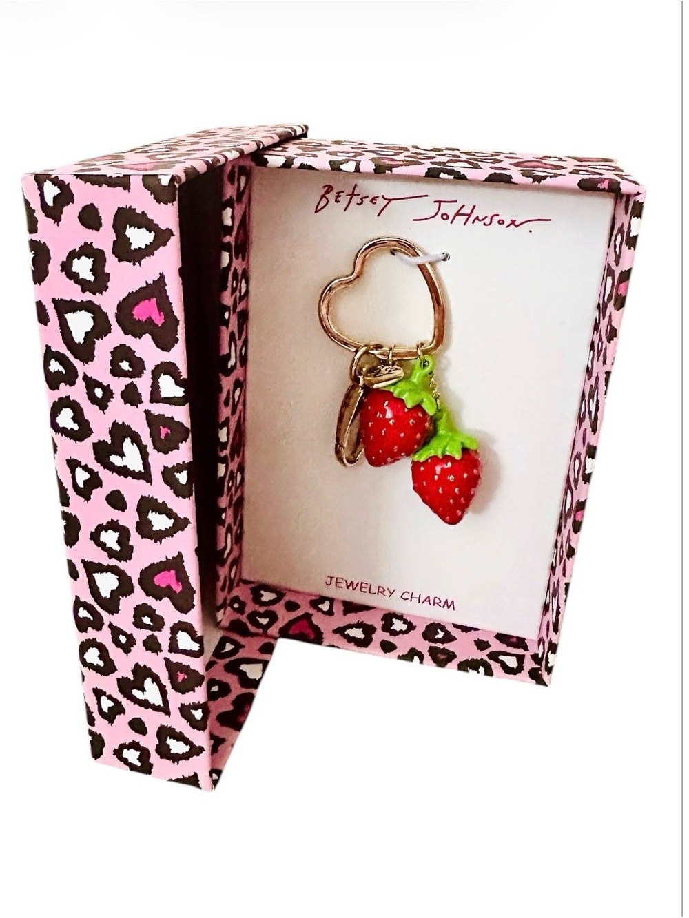Betsey Johnson Red and Green Strawberry Keychain Charm - Picture 9 of 12